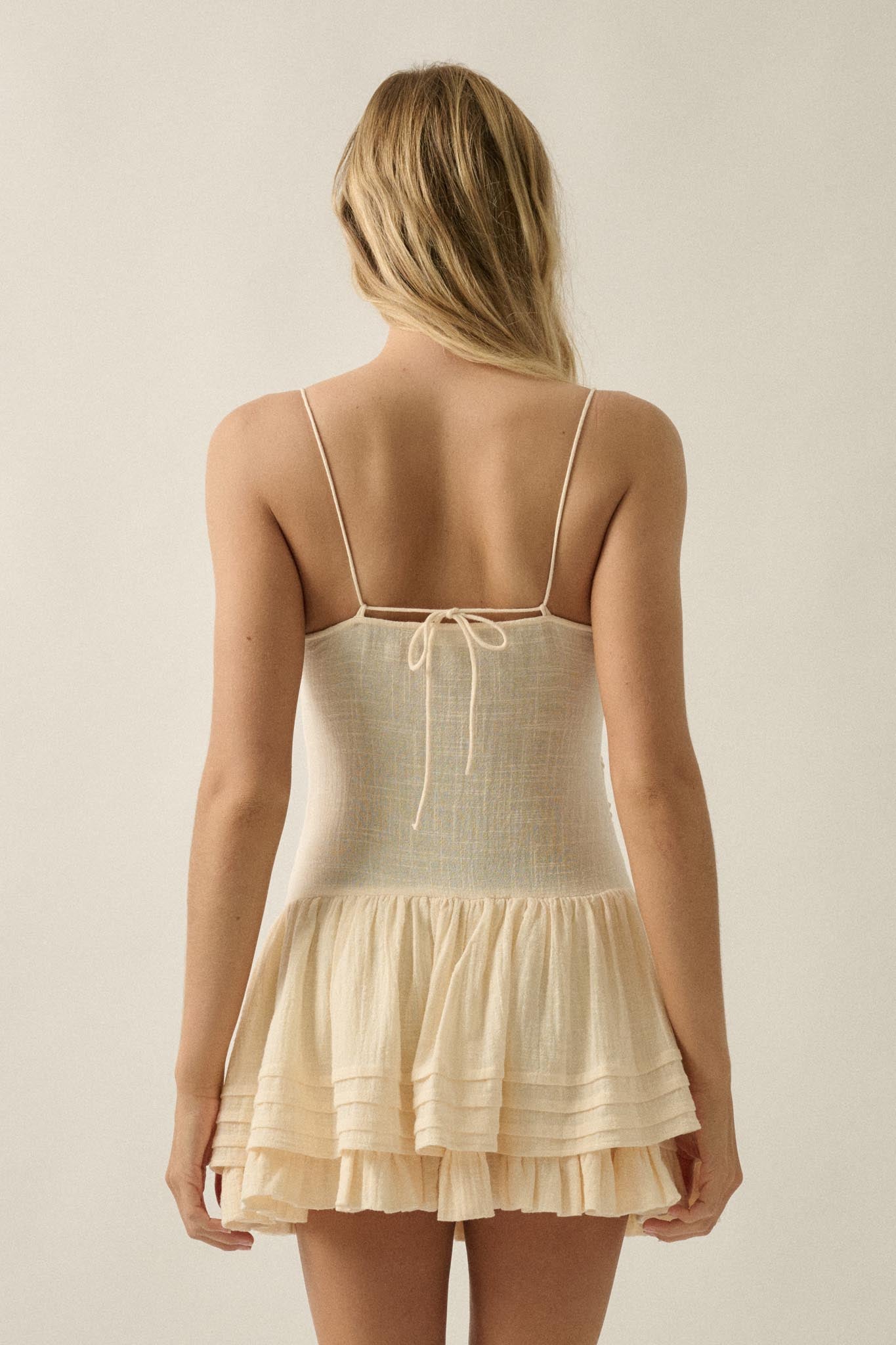 Play Date Lace-Inset Cotton Gauze Mini Dress