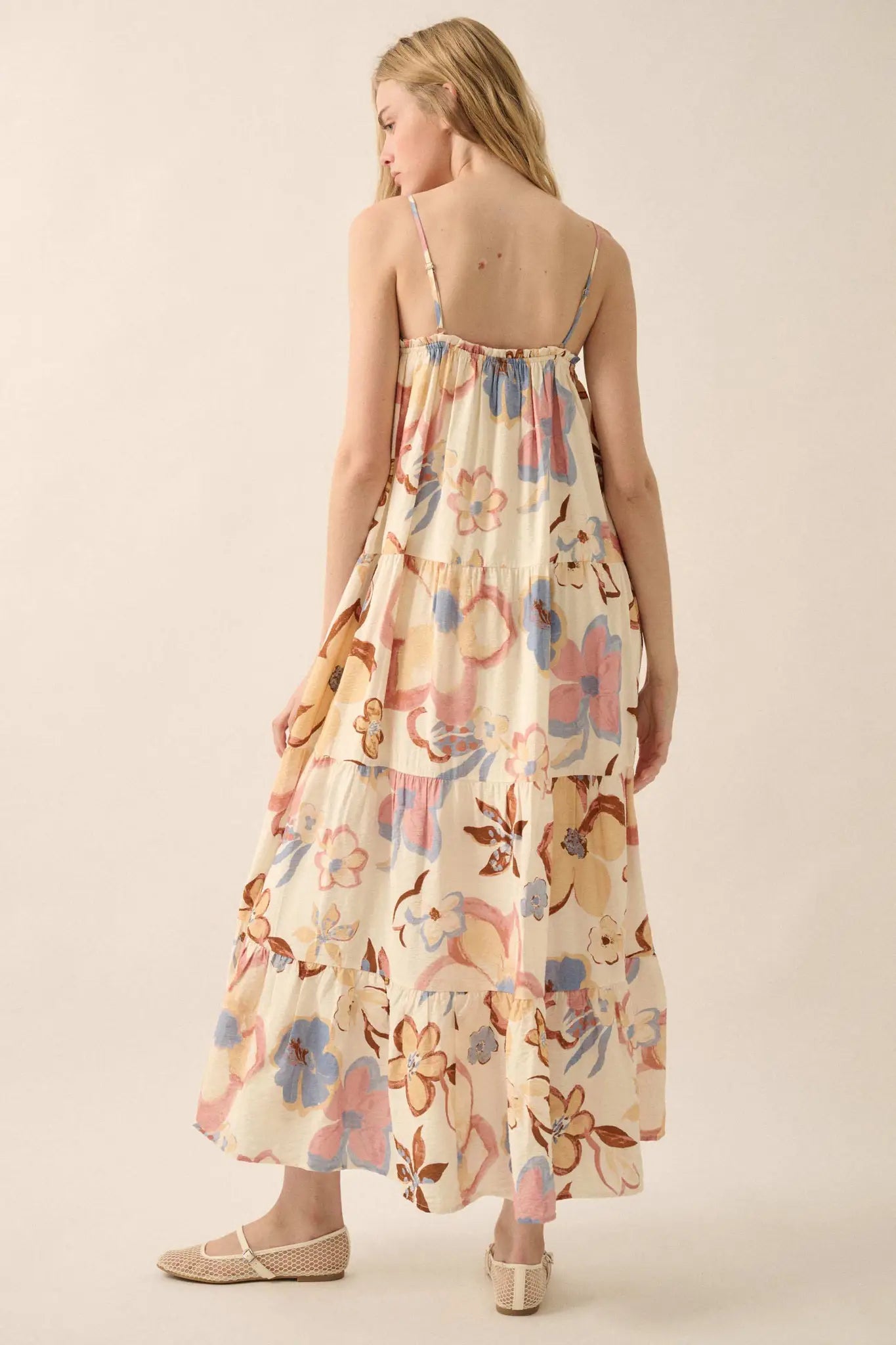 Growing Places Textured Floral Tiered Maxi Dress