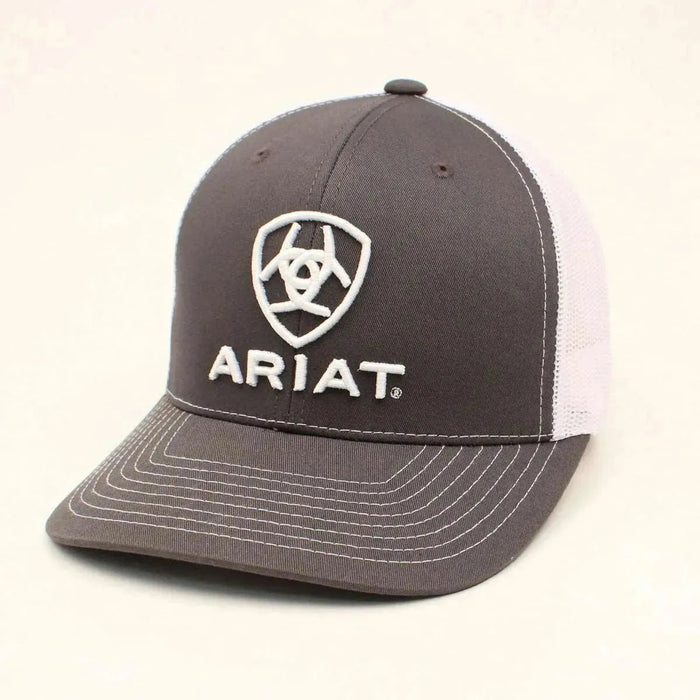 Ariat Grey/White-Trucker Hat - Hatcountry
