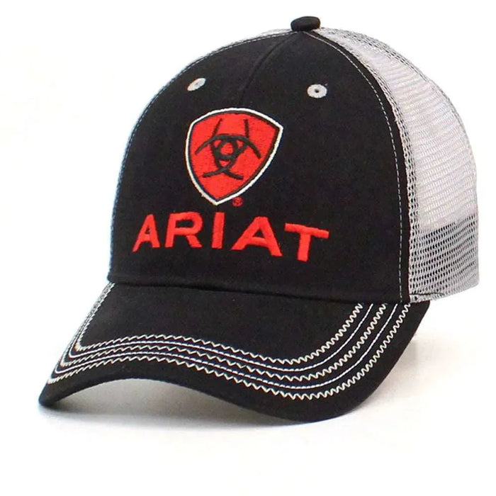 ARIAT Red Embroidered Shield (Black/Grey) - Trucker Cap - Hatcountry
