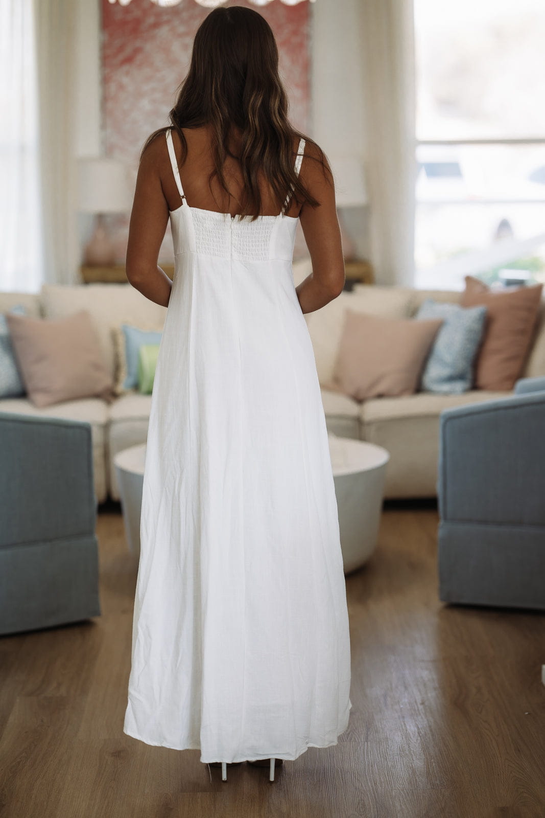 Parallel Lines Maxi Dress - White