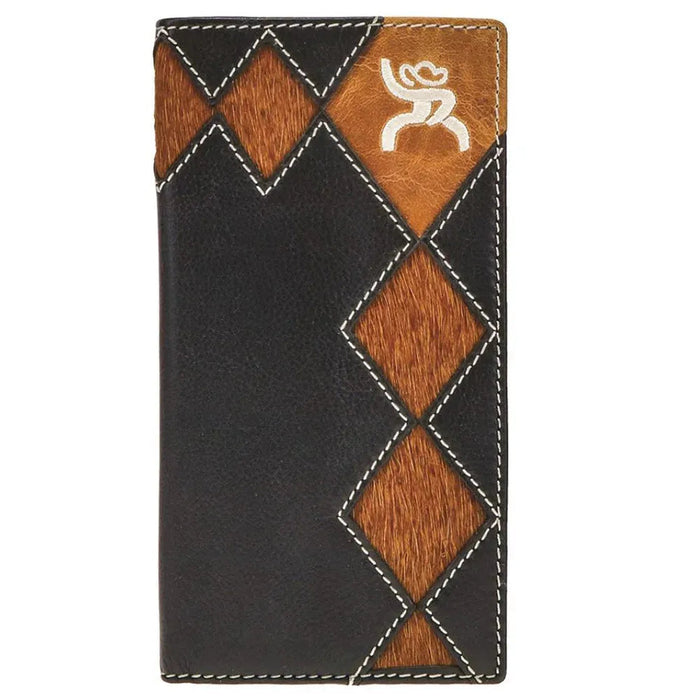 HOOey Diamond Patchwork Brown On Leather (Black) - Men's Rodeo Wallet - Hatcountry