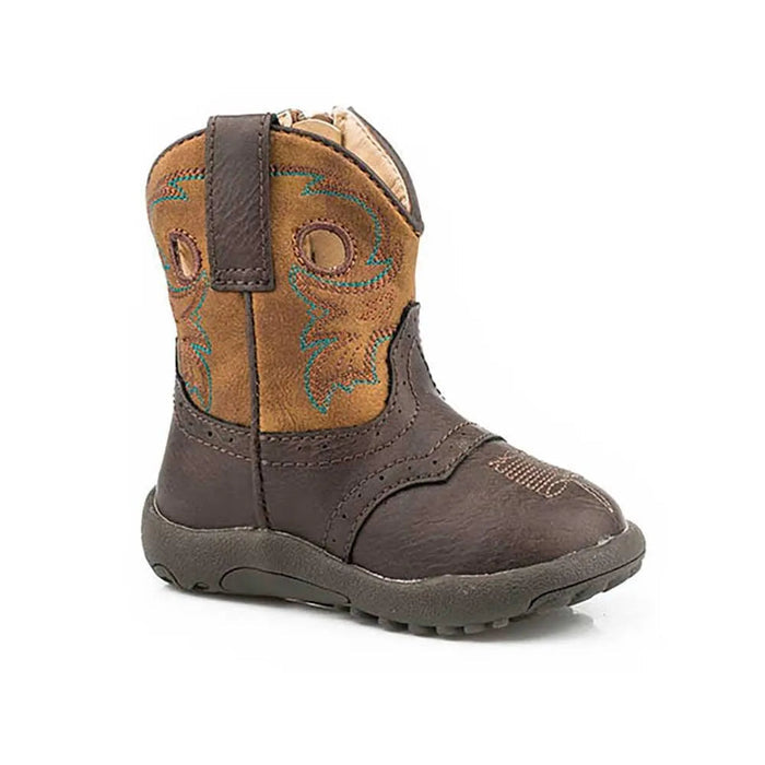 Roper Cowbabies Daniel (Tan/Dark Brown) - Infant Cowboy Booties - Hatcountry
