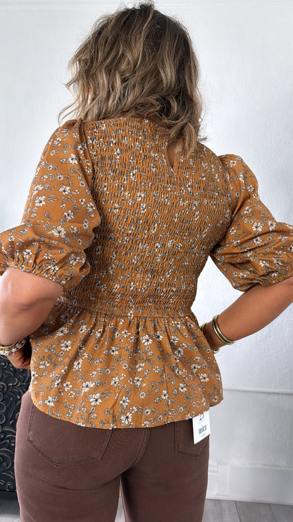 Opal Mae Floral Blouse, Brown Multi