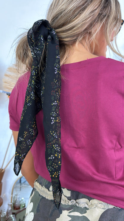 Flora Floral Twilly Scarf, Black