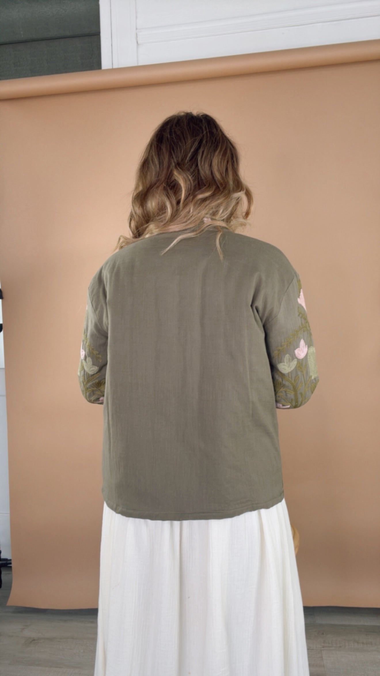 Flourish Floral Printed Jacket, Olive/Blush