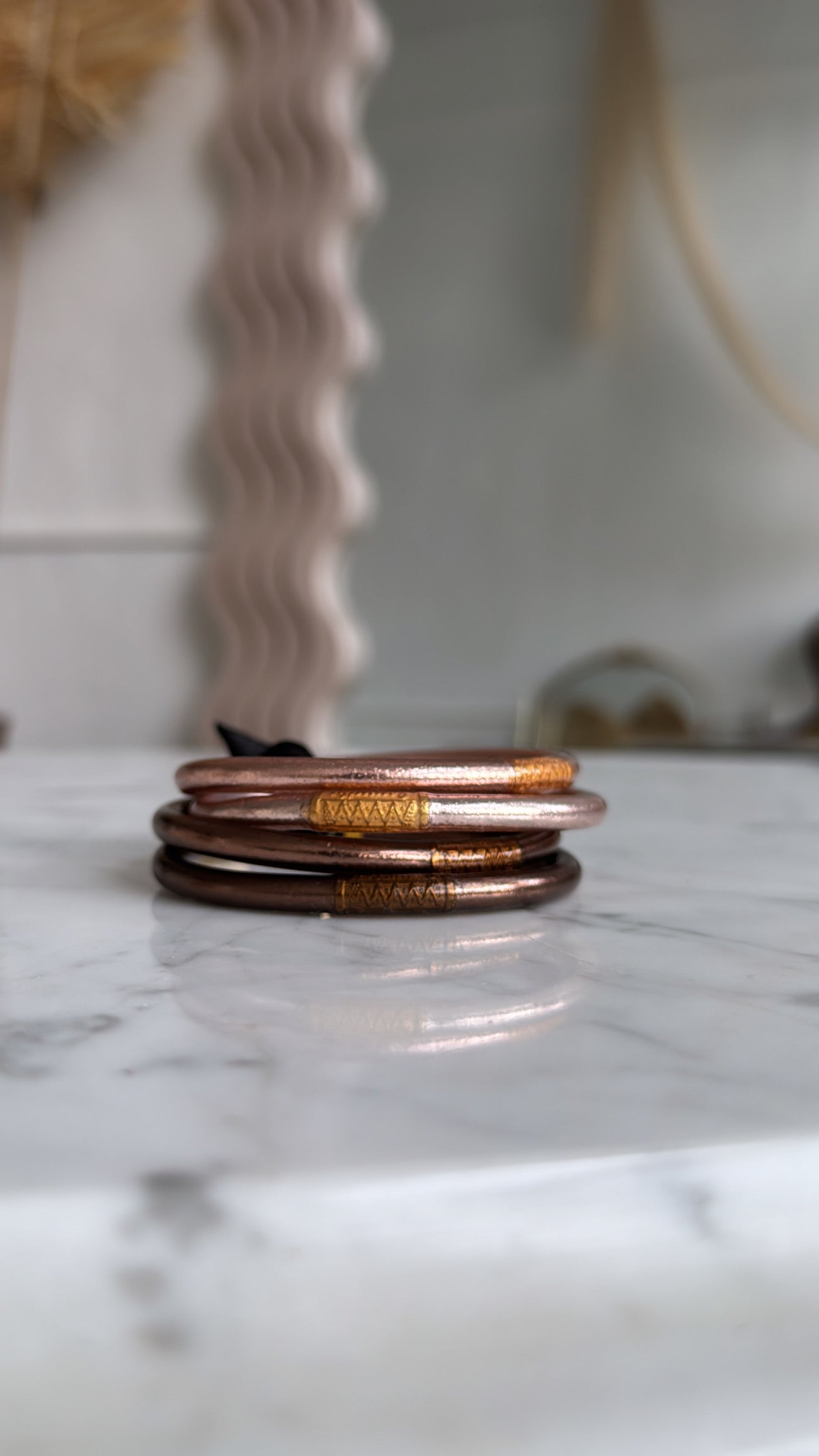 BuDhaGirl: Fawn All Weather Bangle(set of 4)- Serenity Prayer