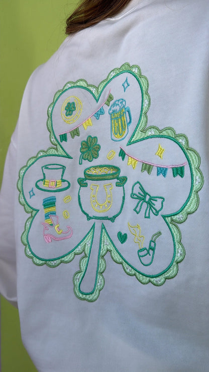 Lucky Charm Embroidered Top, Off White