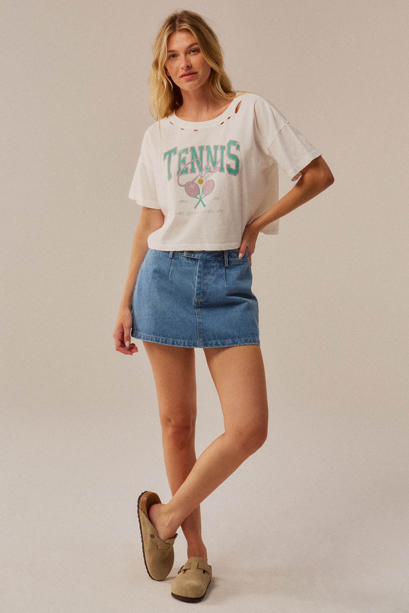 BH Tennis Club Distressed Cropped Graphic Tee