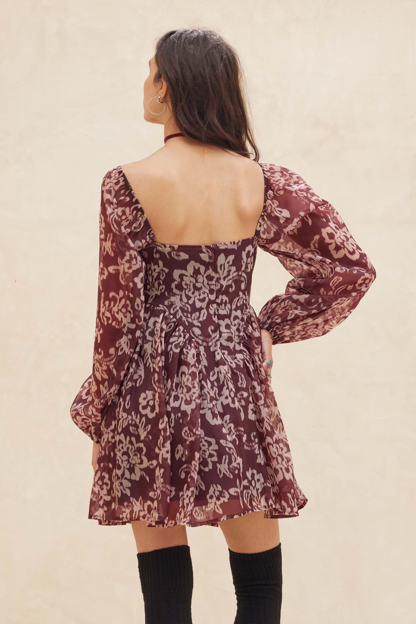 Flowering Grace Floral Organza Peplum Mini Dress