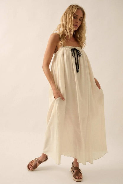 Finding Freedom Tonal-Stripe Trapeze Maxi Dress