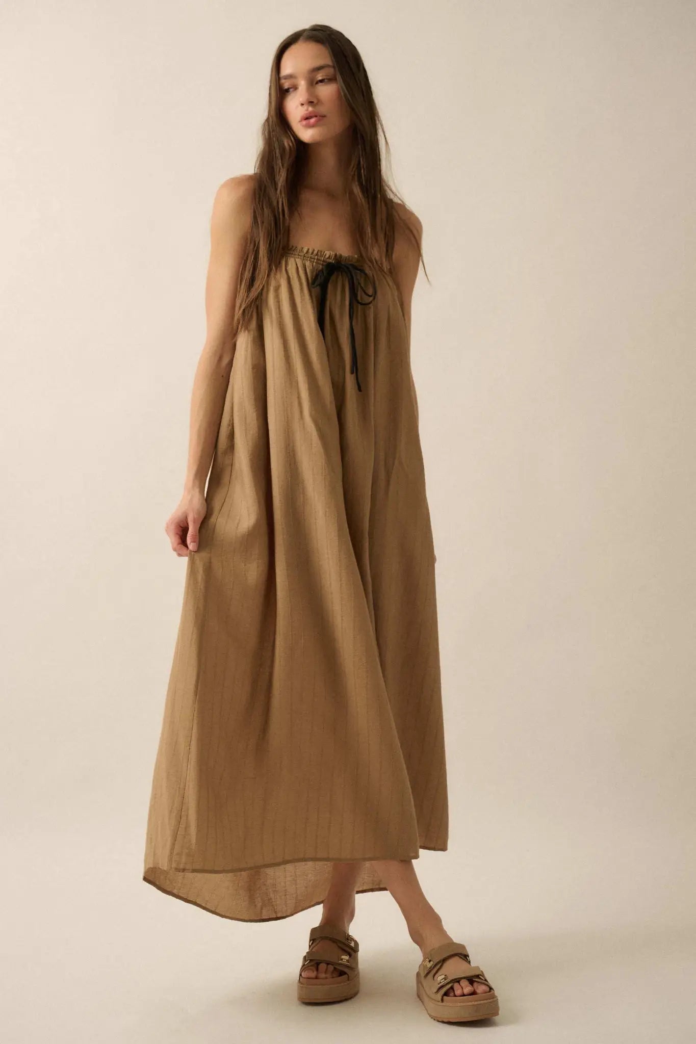 Finding Freedom Tonal-Stripe Trapeze Maxi Dress