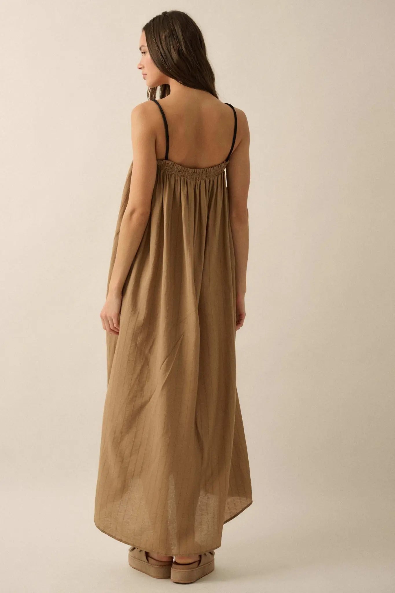 Finding Freedom Tonal-Stripe Trapeze Maxi Dress