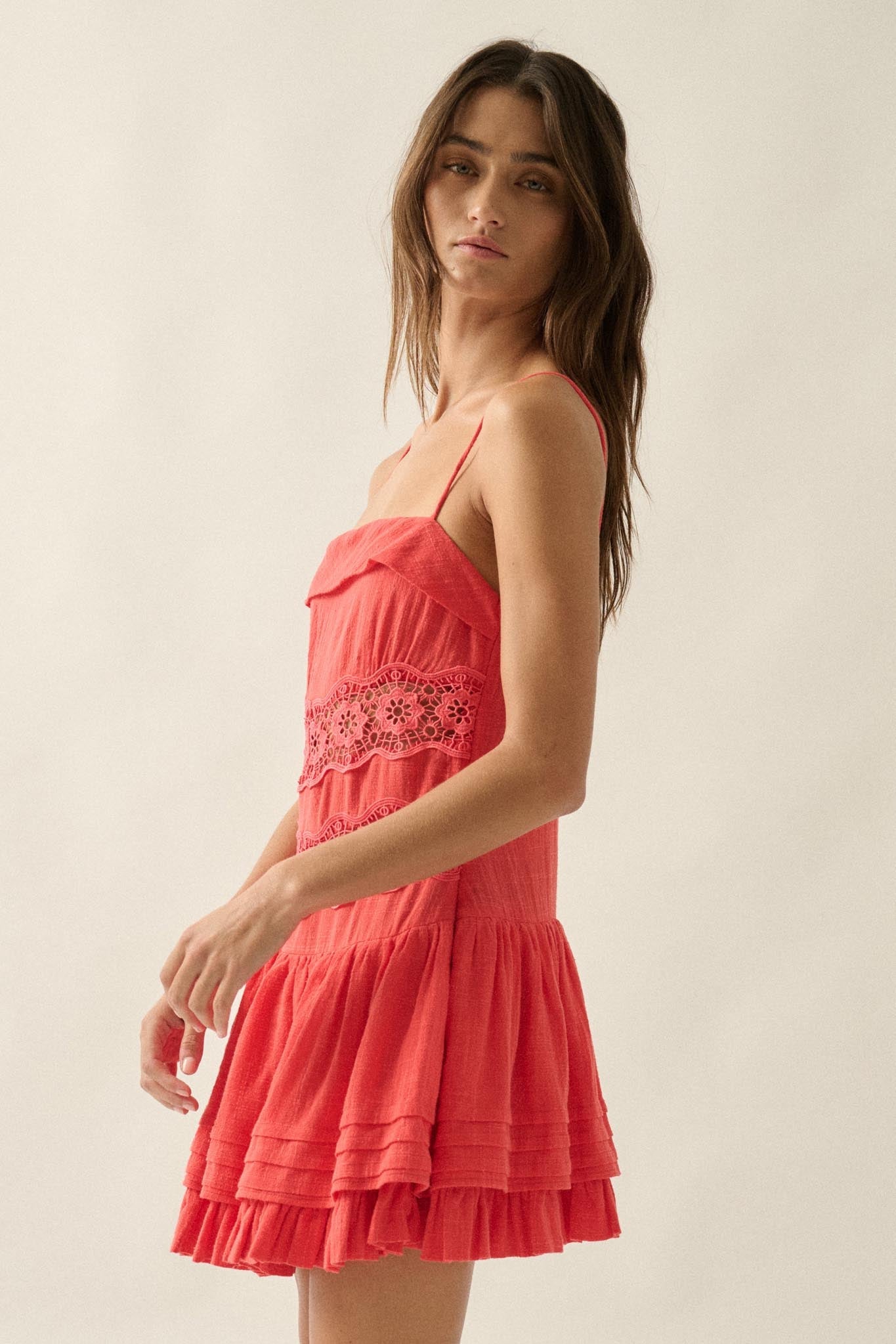 Play Date Lace-Inset Cotton Gauze Mini Dress