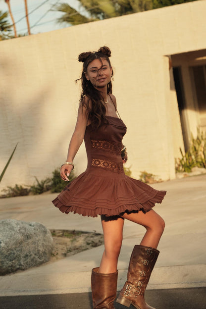 Play Date Lace-Inset Cotton Gauze Mini Dress