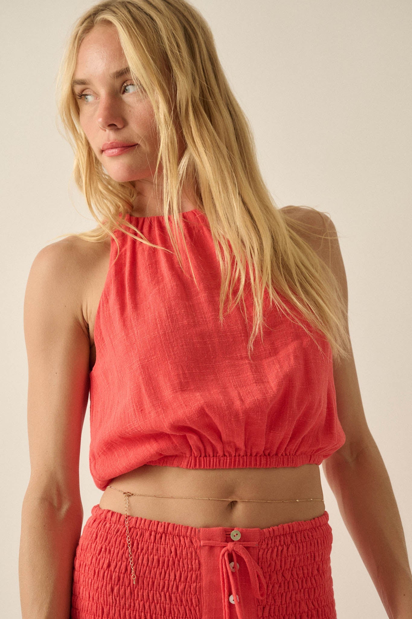 Freedom Song Cotton Gauze Cropped Sleeveless Top