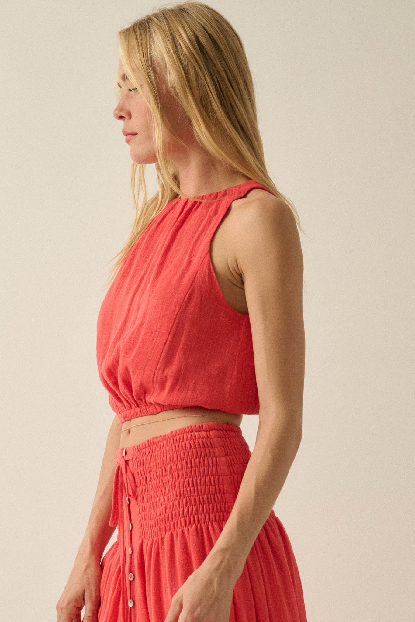 Freedom Song Cotton Gauze Cropped Sleeveless Top