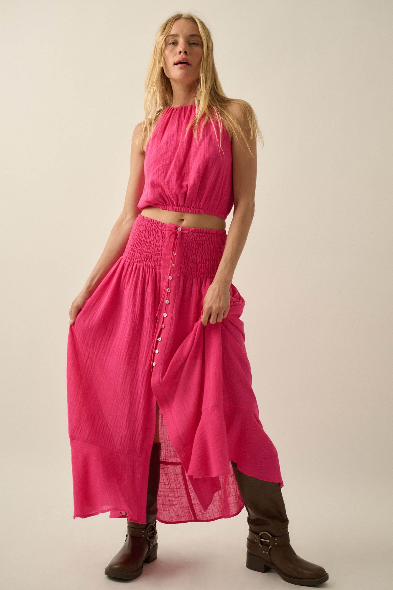 Freedom Song Cotton Gauze Cropped Sleeveless Top