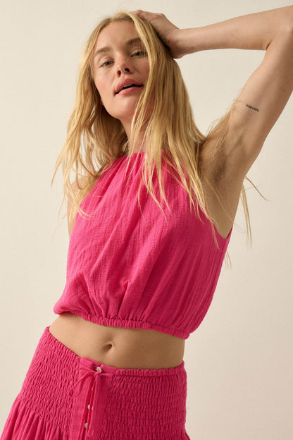 Freedom Song Cotton Gauze Cropped Sleeveless Top