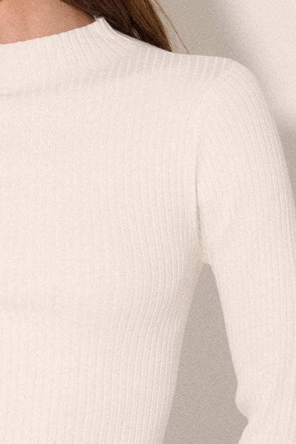 Shaper Fit Mock Neck Long-Sleeve Rib-Knit Top
