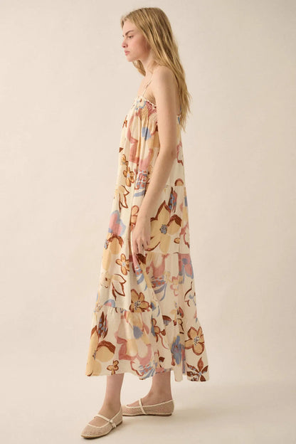 Growing Places Textured Floral Tiered Maxi Dress