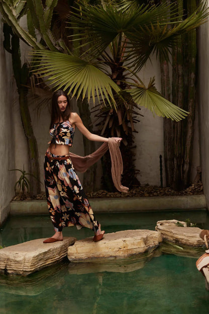 Ready to Grow Textured Floral-Print Maxi Skirt