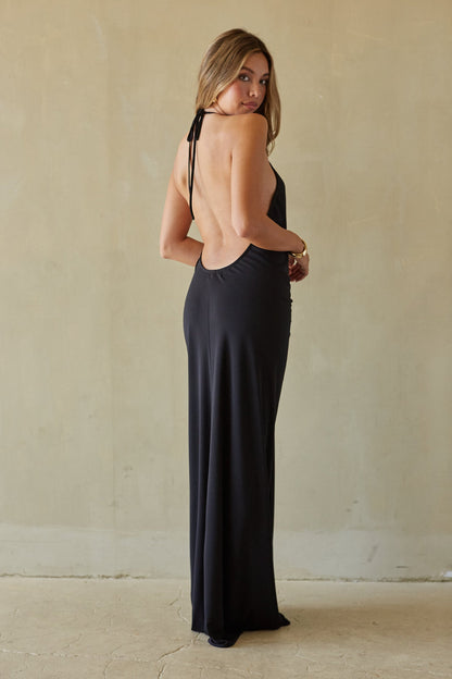 Nyx Plunging Halter Maxi Dress