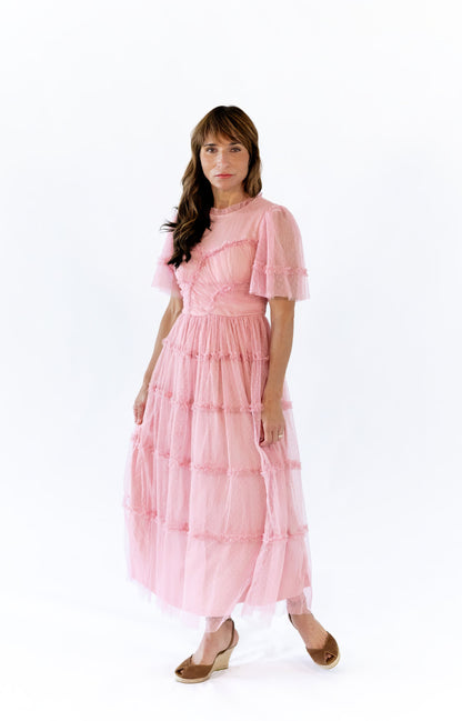 Georgina Mesh Dress · Blush
