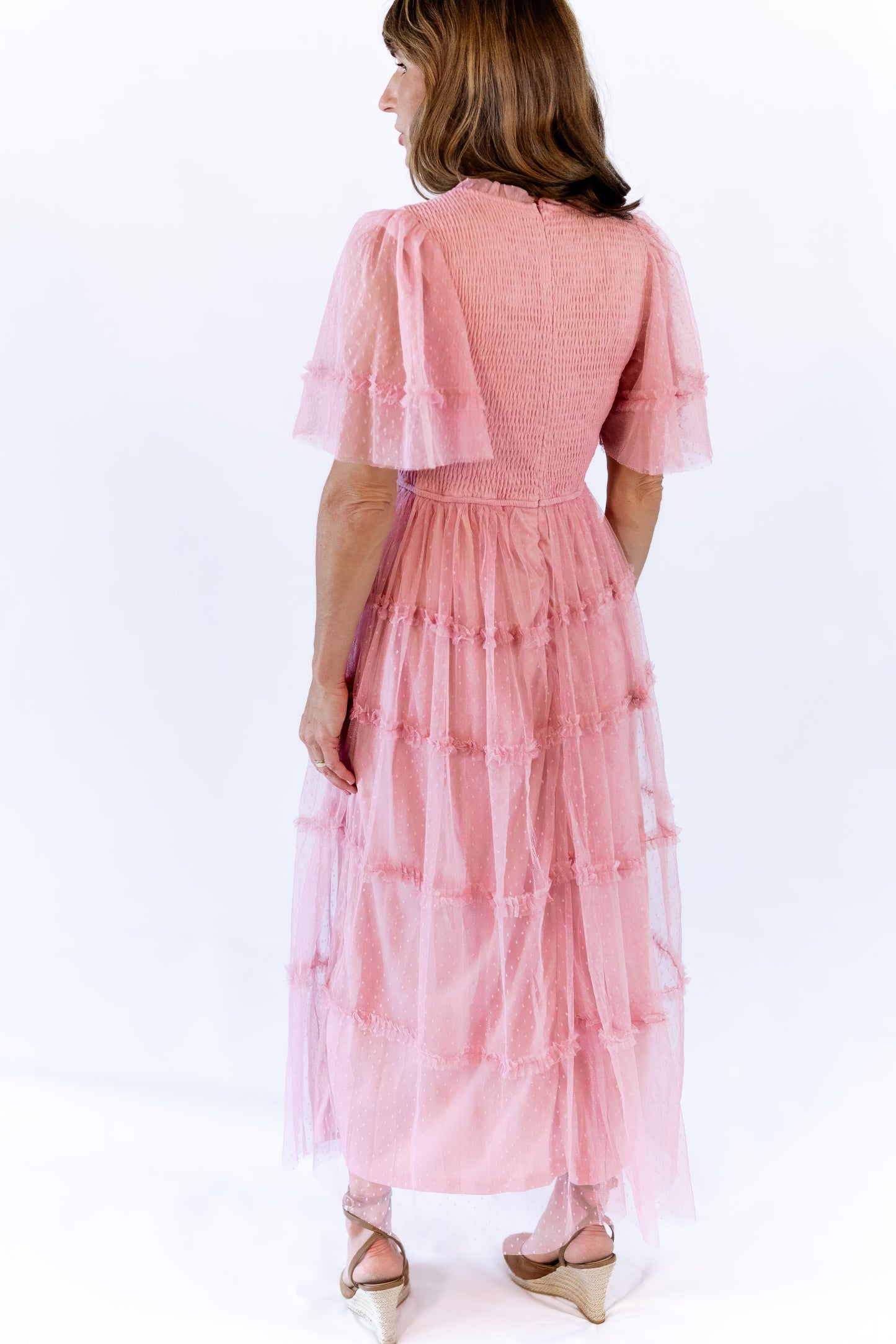 Georgina Mesh Dress · Blush