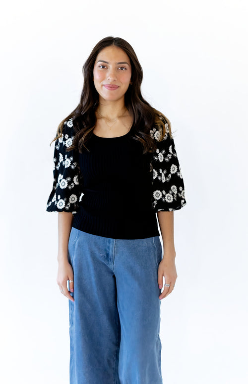 Minuette Embroidered Sleeve Blouse