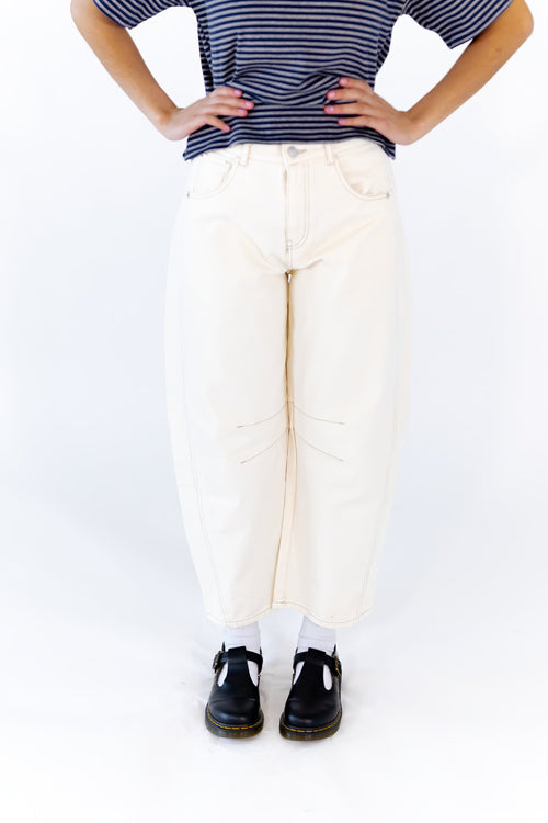 Tessa Off-White Barrel Jeans