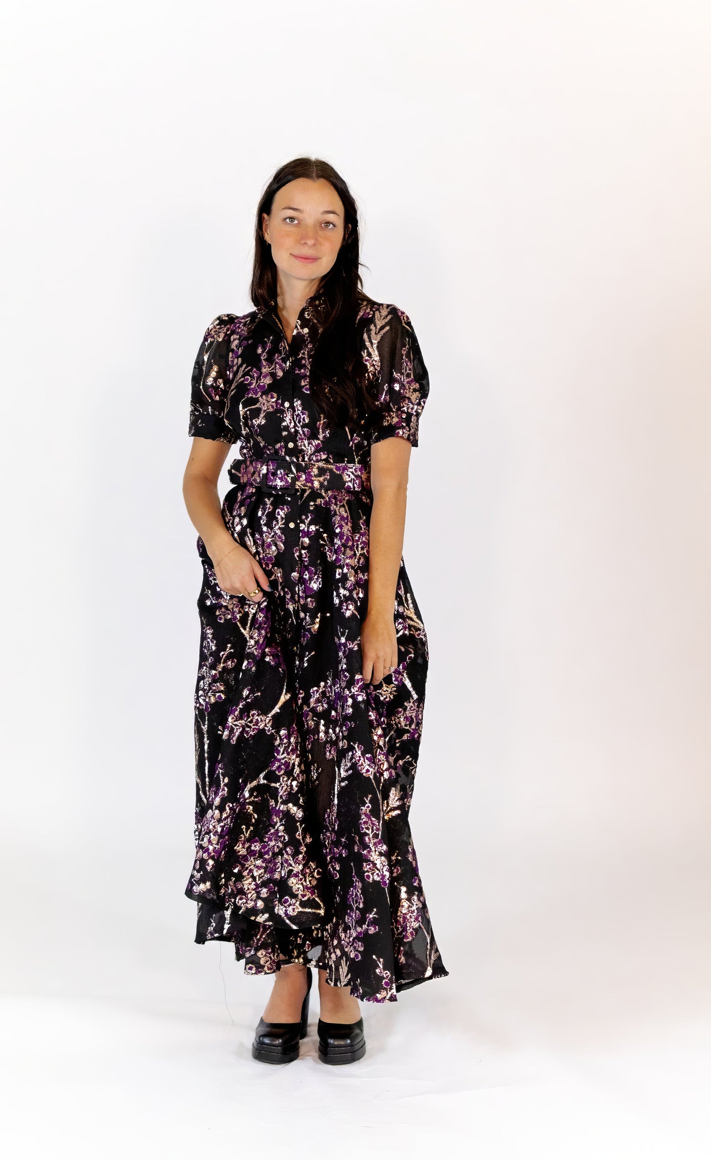Luna Brocade Button Up Maxi