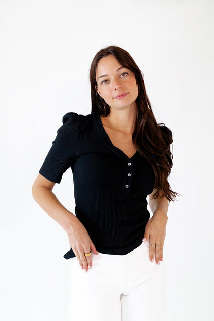 Sloane Ribbed Button Detail Up