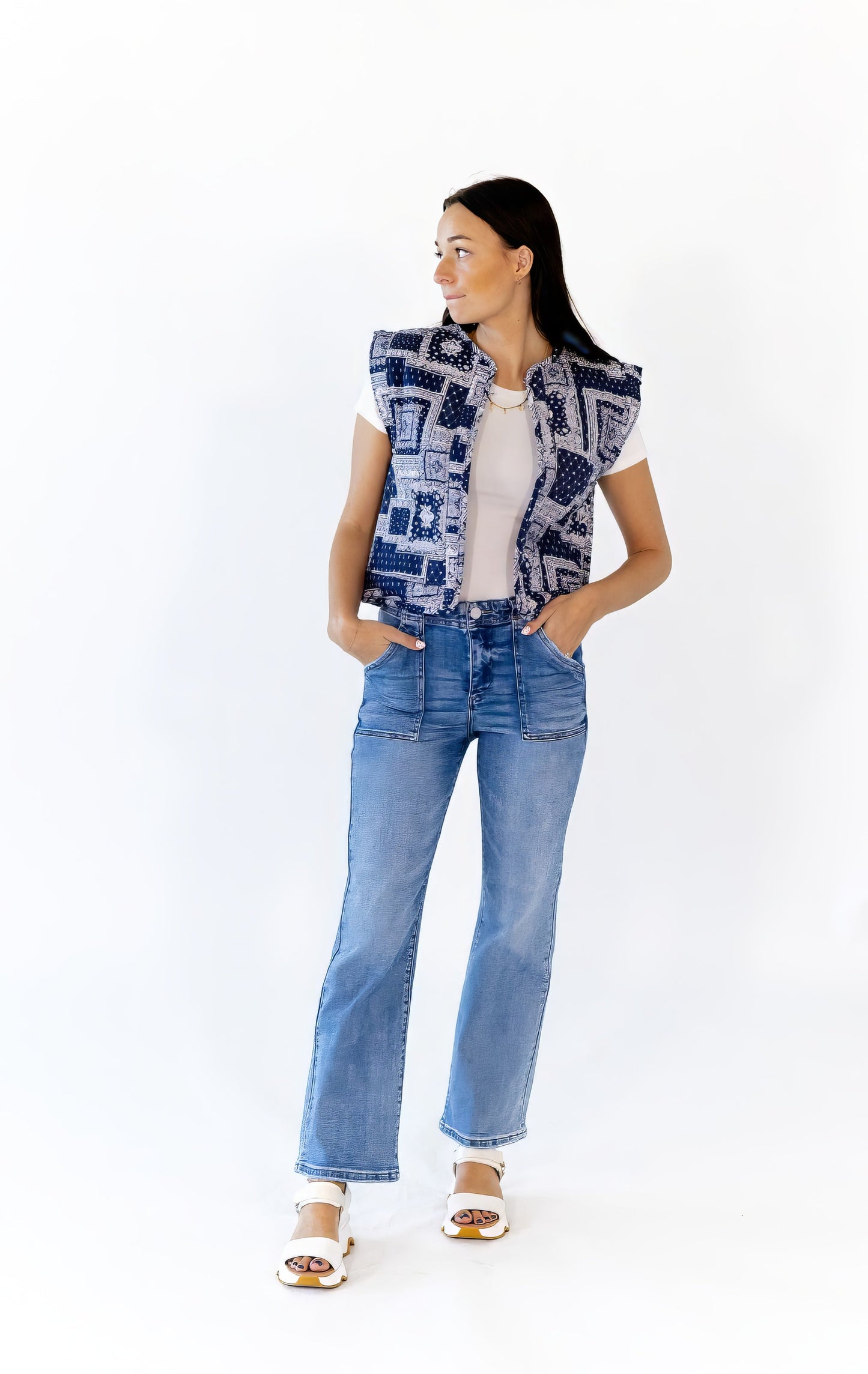 Alma Bandana Print Quilted Vest