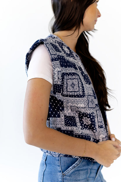 Alma Bandana Print Quilted Vest