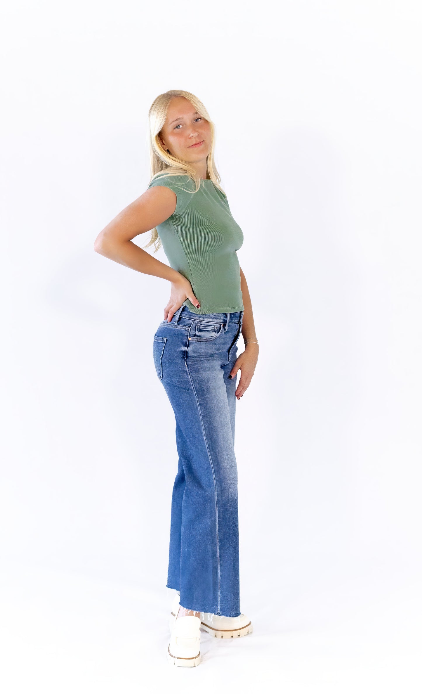 Amelia Ribbed Top · Dusty Green