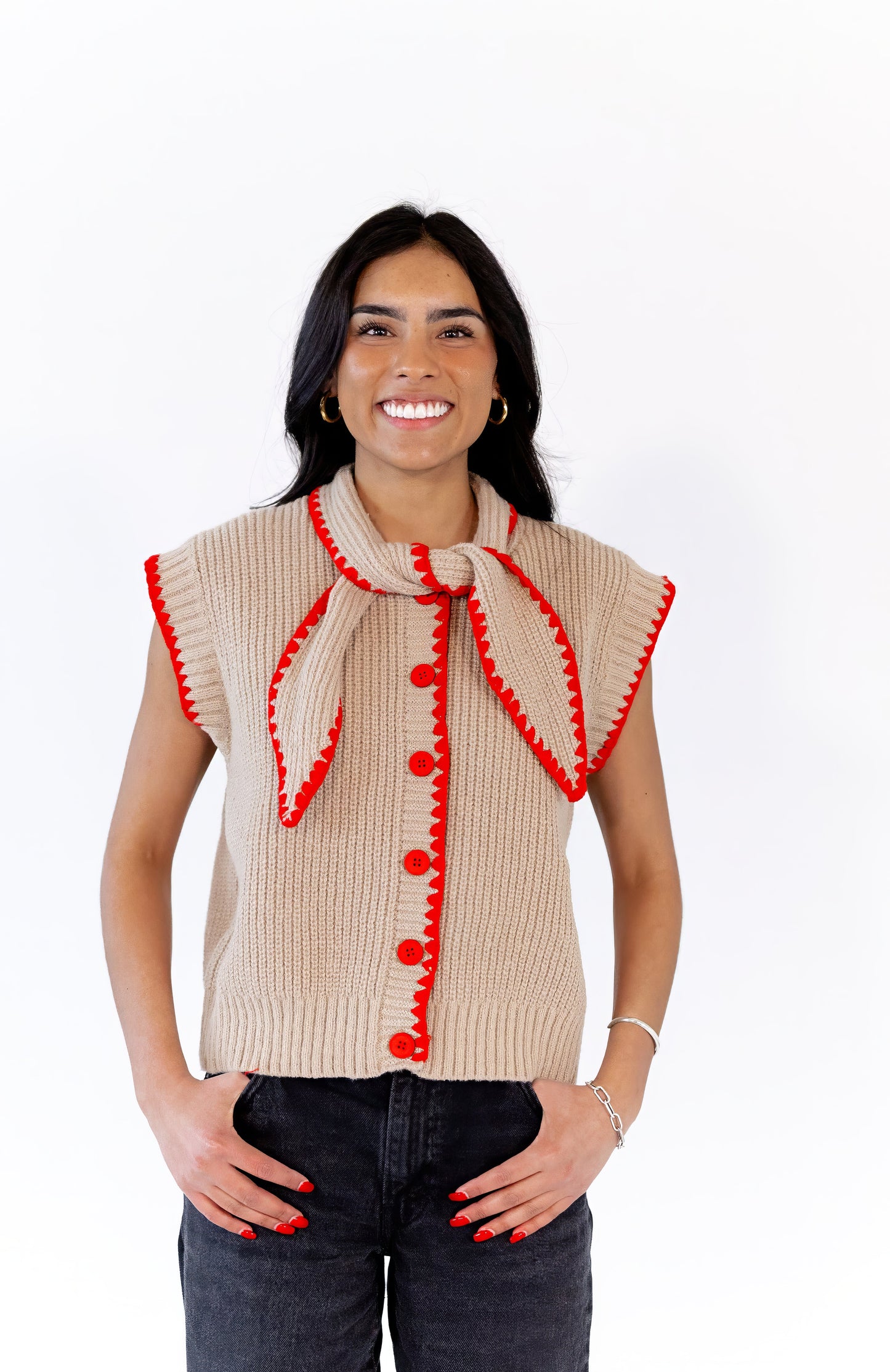 Oaklyn Tie Detail Button Up Top