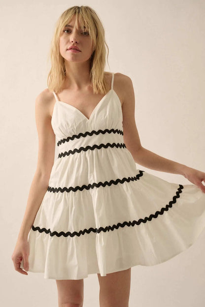 Absolute Bliss Rickrack-Trim Tiered Mini Sundress
