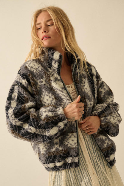 Bear Creek Geo-Print Fleece Zip-Front Jacket