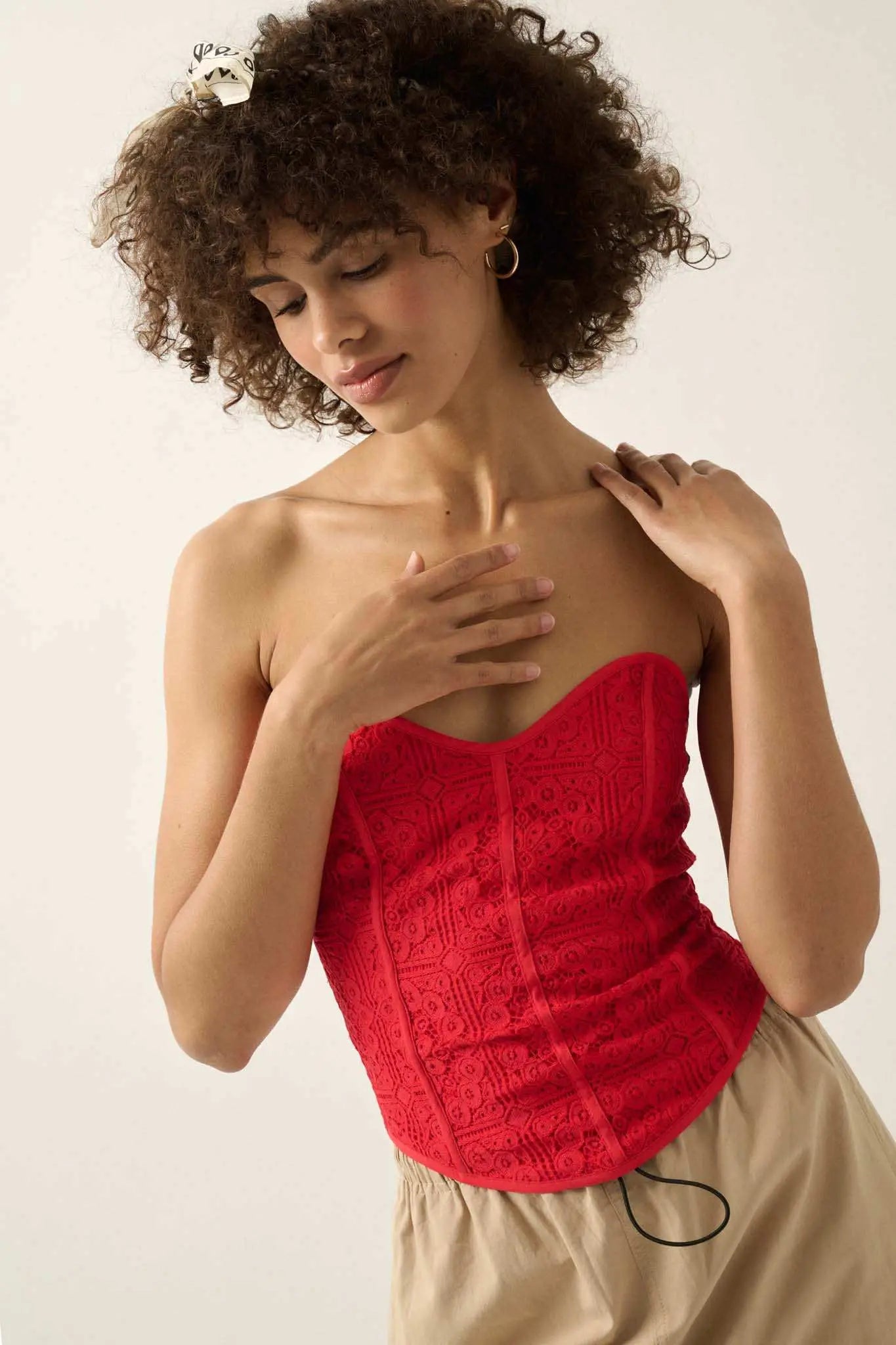 Lace to the Top Strapless Lace Corset Top