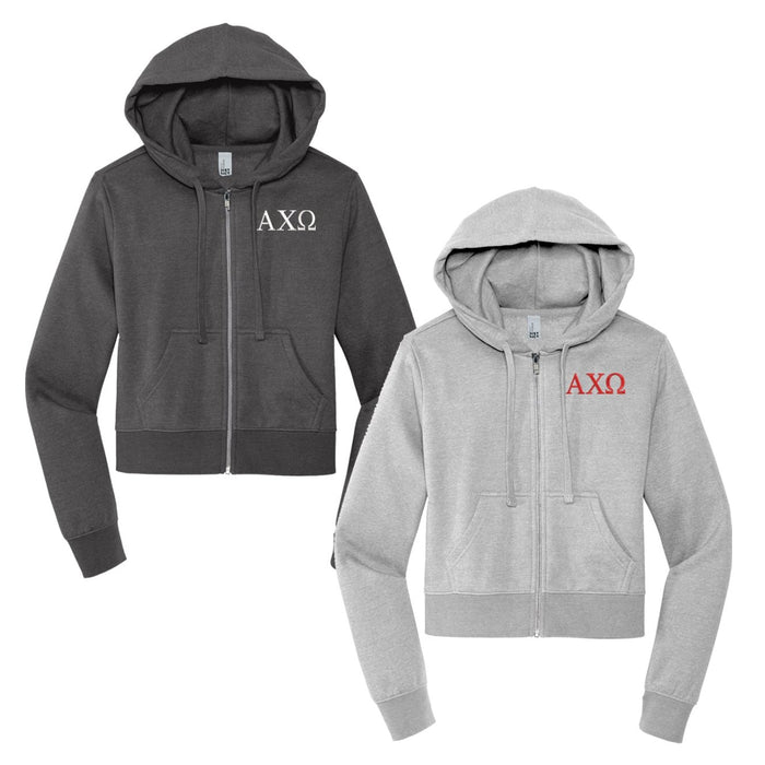 Alpha Chi Omega Cropped Zip Up Hoodie