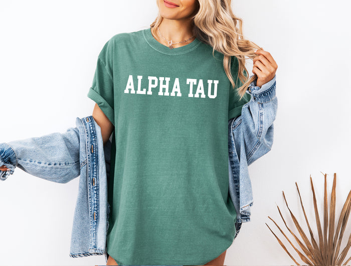 Alpha Sigma Tau Heavyweight Short Sleeve T-shirt - Comfort Colors
