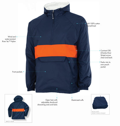 Alpha Tau Omega Rugby Striped Lined Windbreaker
