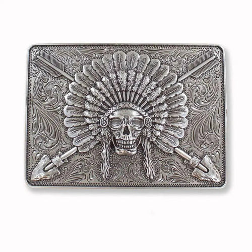 Ariat Chief Scull with Headdress - Belt Buckle - Hatcountry