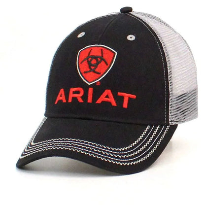 ARIAT Red Embroidered Shield (Black/Grey) - Trucker Cap - Hatcountry