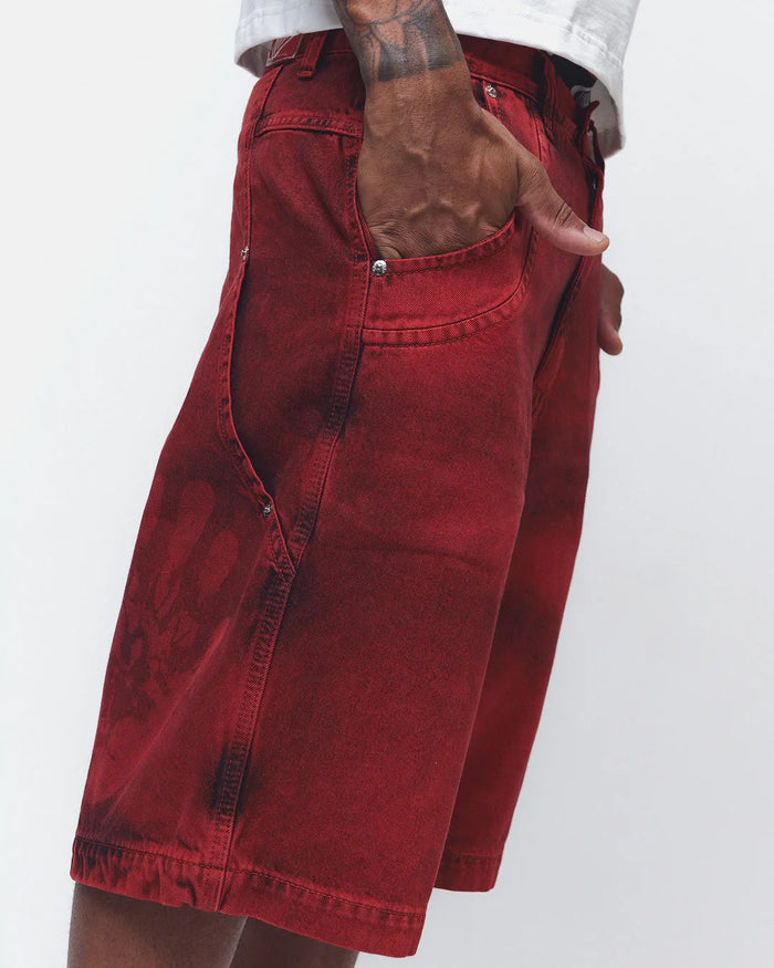 BERMUDA JEANS CURVALÍNEA DOUBLE HAND VERMELHA - Four Street