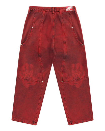 CALÇA JEANS CURVALÍNEA DOUBLE HAND VERMELHA - Four Street