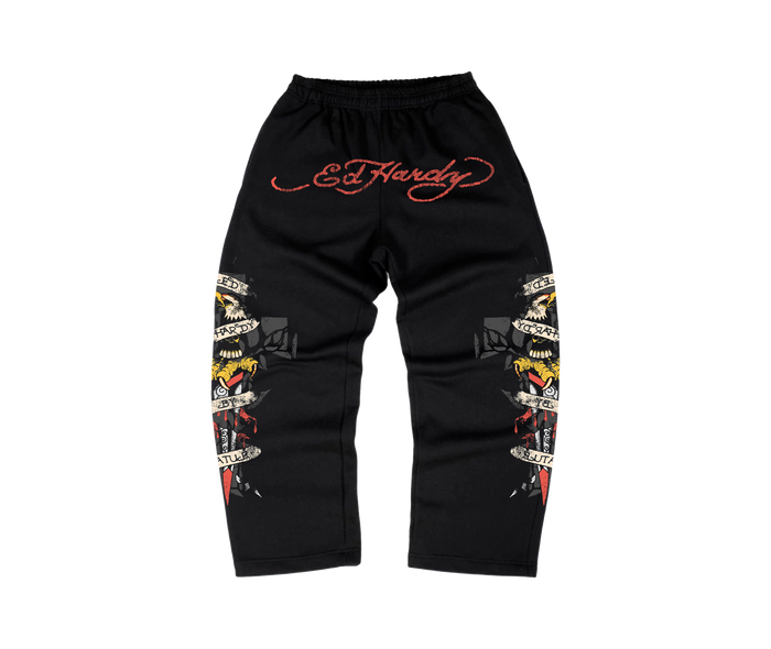 Calça Moletom Preta "By Matuê" Ed Hardy x Matuê