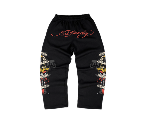 Calça Moletom Preta "By Matuê" Ed Hardy x Matuê