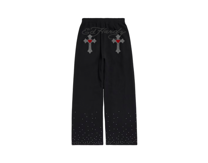 Calça Moletom Preta "Cruz" Ed Hardy x Matuê